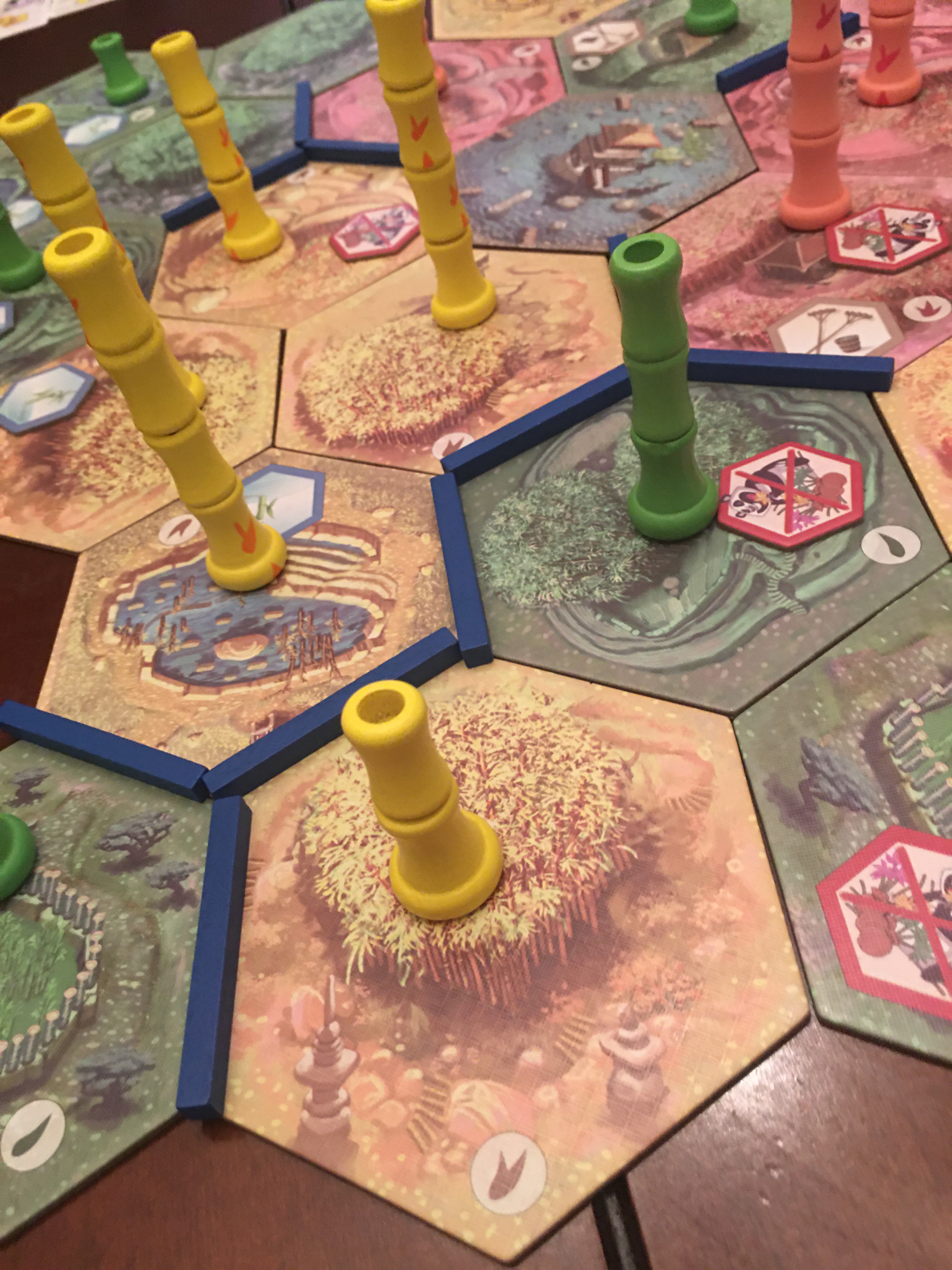 Irrigation tiles, and sprouts of green and yellow bamboo. 